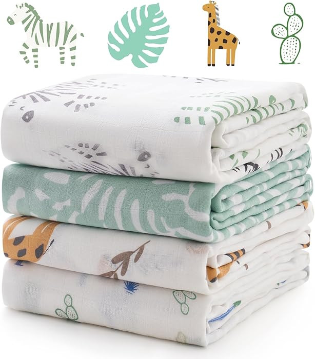 Momcozy Muslin Swaddle Blankets, 4-Pack Breathable and Skin-Friendly Receiving Blankets for Boys,... | Amazon (US)
