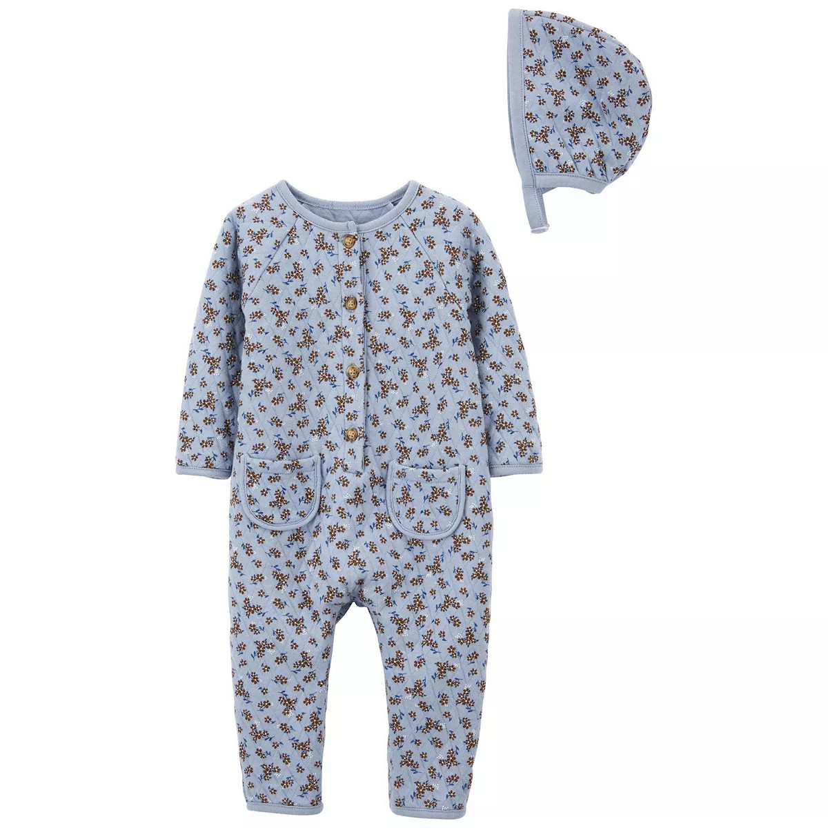 Baby Girl Carter's 2-Piece Floral Jumpsuit & Bonnet Set | Kohl's