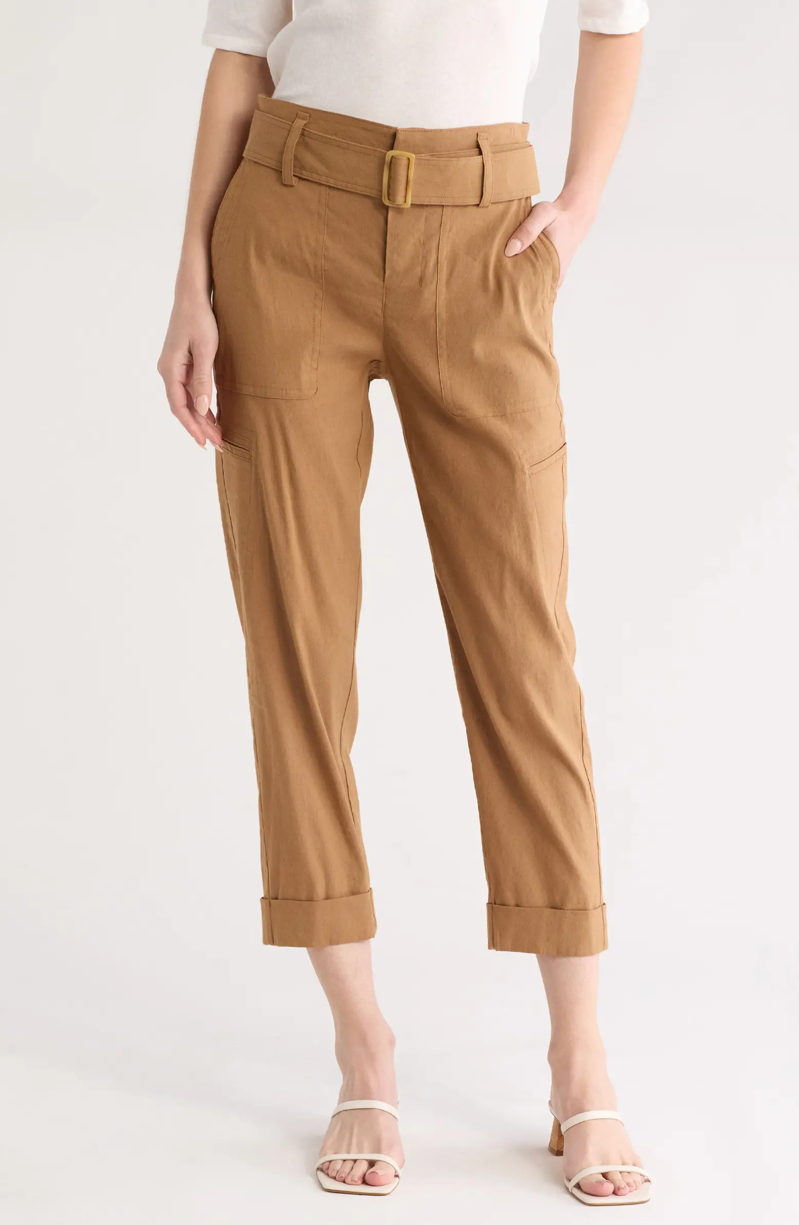 Belted Linen Blend Pants | Nordstrom Rack