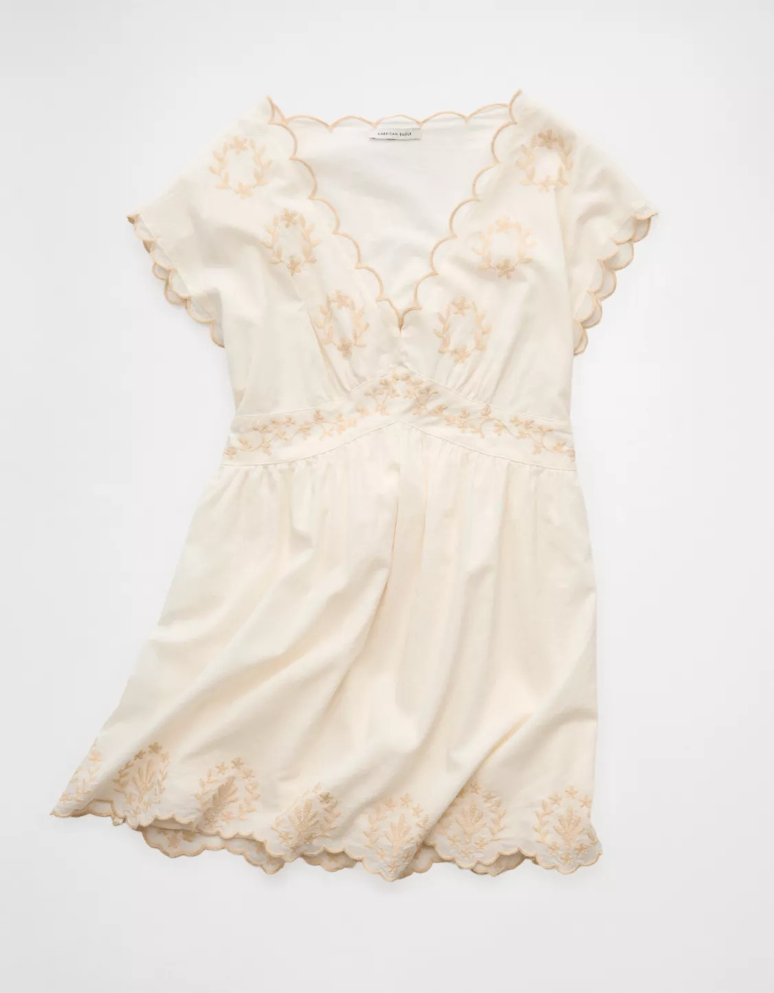 AE Scalloped Embroidered Mini Dress | American Eagle Outfitters (US & CA)