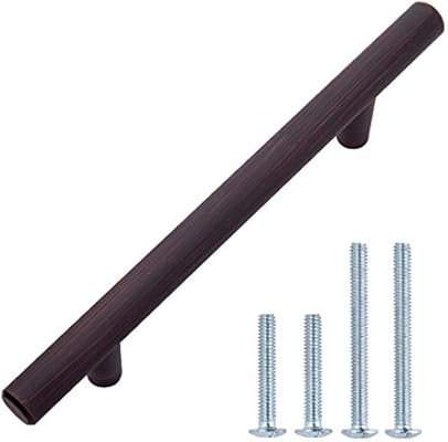 AmazonBasics Euro Bar Cabinet Handle (1/2" Diameter), 6.38" Length (4" Hole Center), Oil Rubbed B... | Amazon (US)