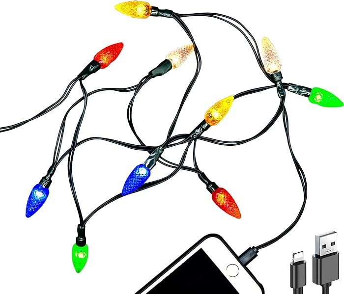 Christmas Light Phone Charging Cable Charger Cord USB-A to Light-ning 55"/10 LED Festive Bulb Cab... | Amazon (US)