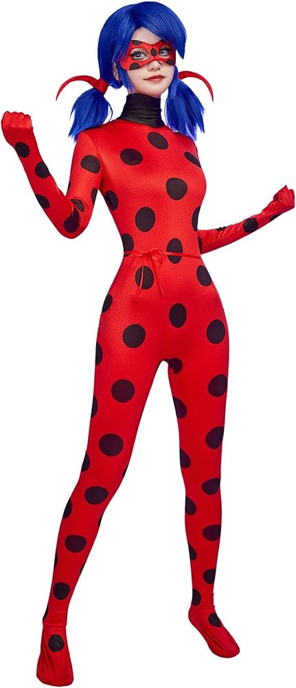Micotaku Women Miraculous Ladybug Official Licensed Cosplay Set Screen Printing Jumpsuit with Eye... | Amazon (US)
