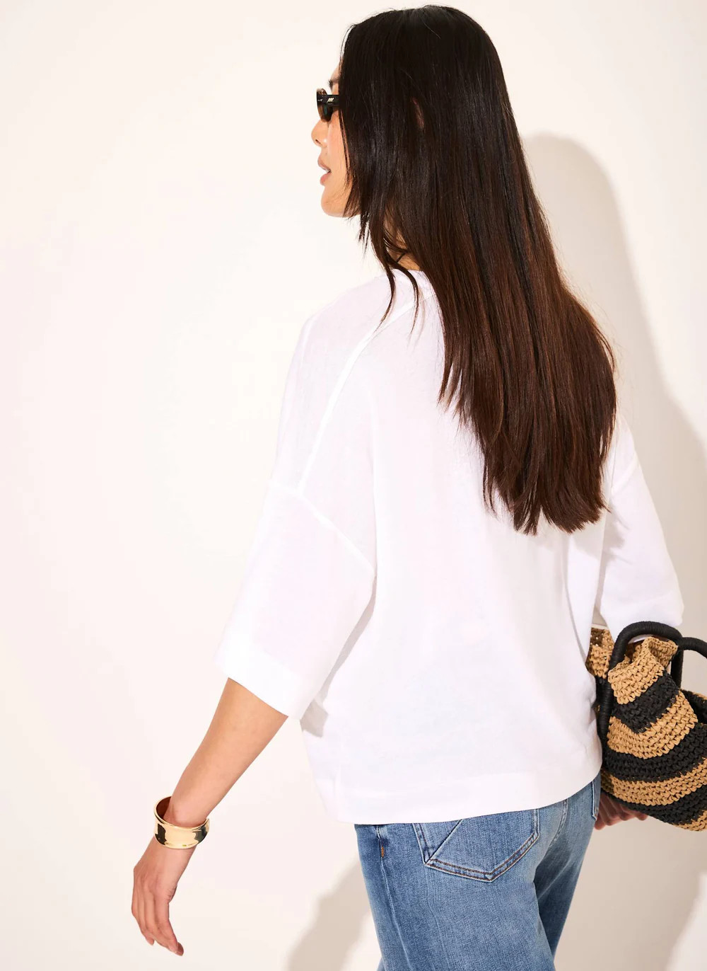 White Linen Blend Boxy T Shirt | Mint Velvet