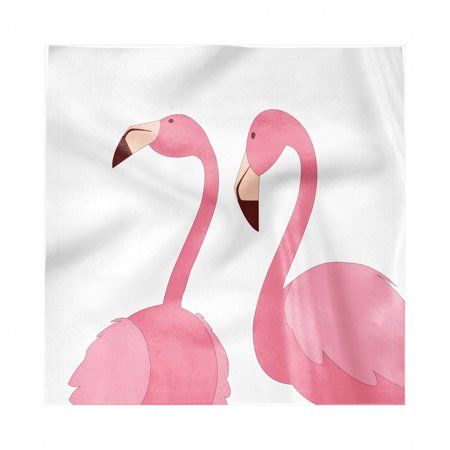 Flamingo Napkins Set of 4, Exotic Pink Birds Animals Couple on Plain Backdrop Pattern, Silky Satin F | Walmart (US)