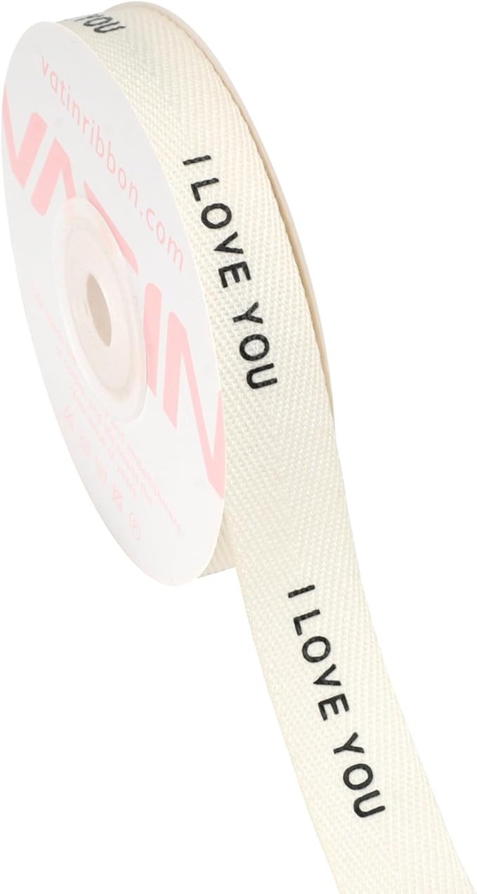 VATIN Cotton Twill Tape Ribbon, I Love You Herringbone Tape 5/8 Inch x 12 Yard Spool,Natural,100%... | Amazon (US)