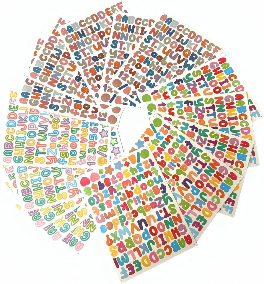 15 Sheets Colorful Alphabet Letter Stickers 0.5 inch Number Vinyl Stars Letters Sticker Self Adhe... | Amazon (CA)