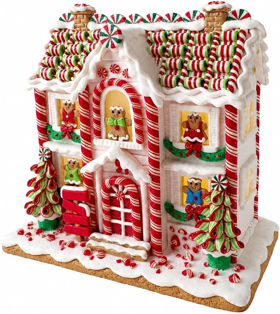 10-Inch Gingerbread House - Battery-Operated Light Up, Clay Dough | Amazon (US)