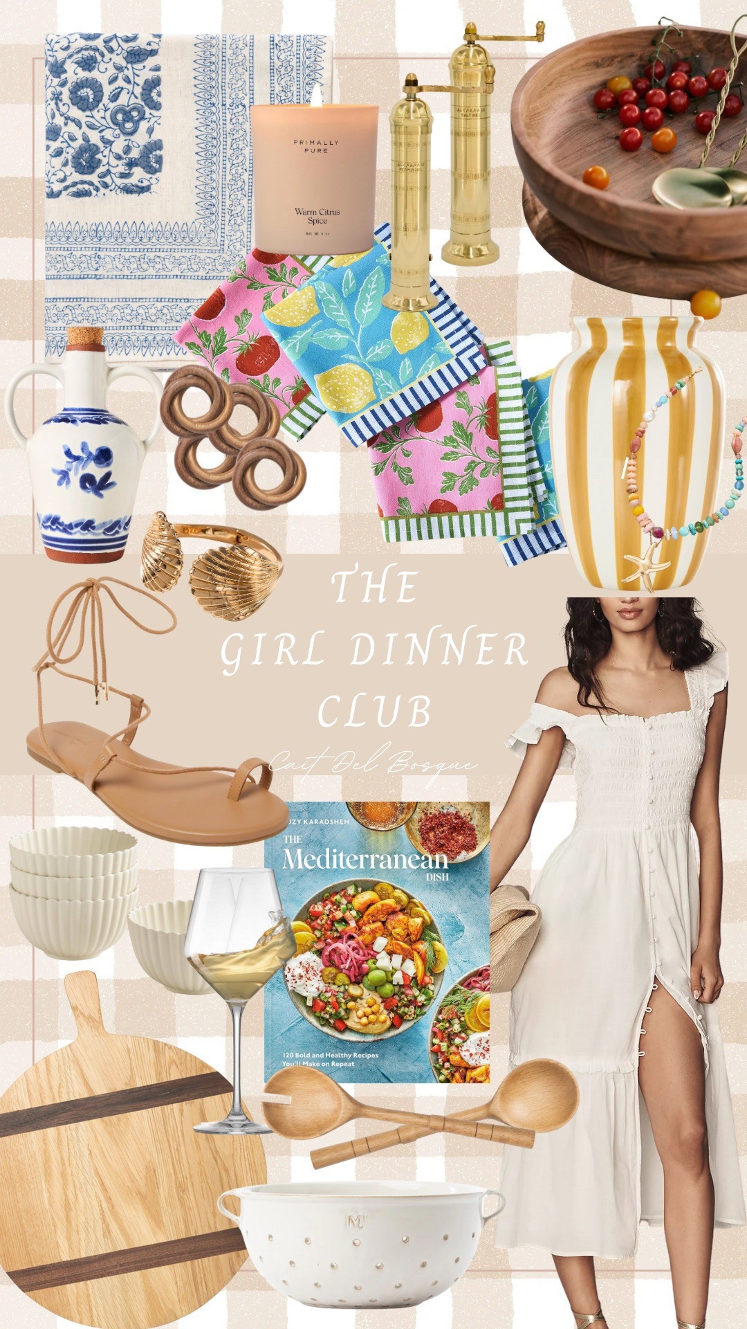Welcome to The Girl Dinner Club: Mediterranean Edition — your go-to guide for effortless summer hosting with a coastal twist. This dreamy curation blends fresh, colorful table linens, timeless kitchen staples, + Mediterranean-inspired touches like artisan oil bottles + statement serveware. I paired the perfect off-shoulder white dress with strappy sandals, shell jewelry, + a playful beaded bracelet for a chic yet relaxed hosting look.

Whether you’re planning a dinner al fresco or just styling your kitchen for the season, these finds bring sun-kissed charm + European summer vibes straight to your table.

Mediterranean dinner party, coastal kitchen decor, summer hostess style, summer fashion, white off-shoulder dress, girl dinner inspo, summer tablescape, beachy accessories, girl dinner outfit, cottagecore kitchen, lemon print napkins, gold kitchen accents, coastal grandma aesthetic, summer charcuterie board, European summer home, dinner party essentials

#LTKHome #LTKParties #LTKSummerEdit