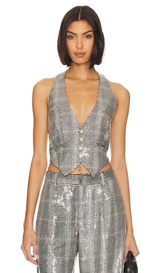 Haddy Vest in Grey Plaid | Revolve Clothing (Global)