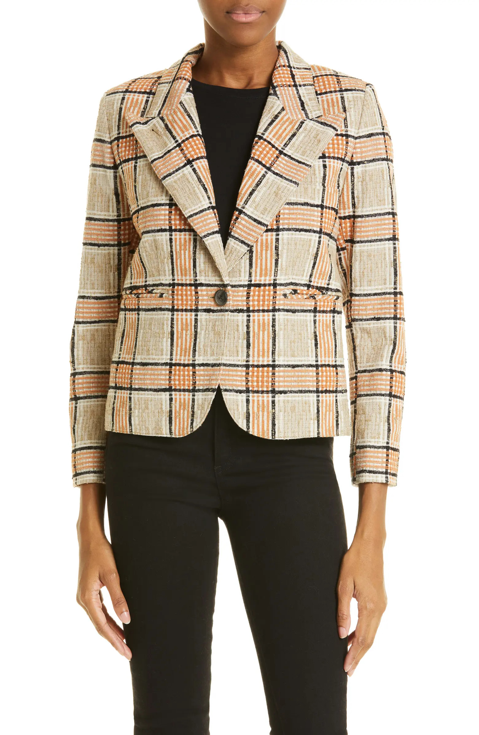 Smythe Shrunken '90s Plaid Cotton Blend Blazer | Nordstrom | Nordstrom Canada
