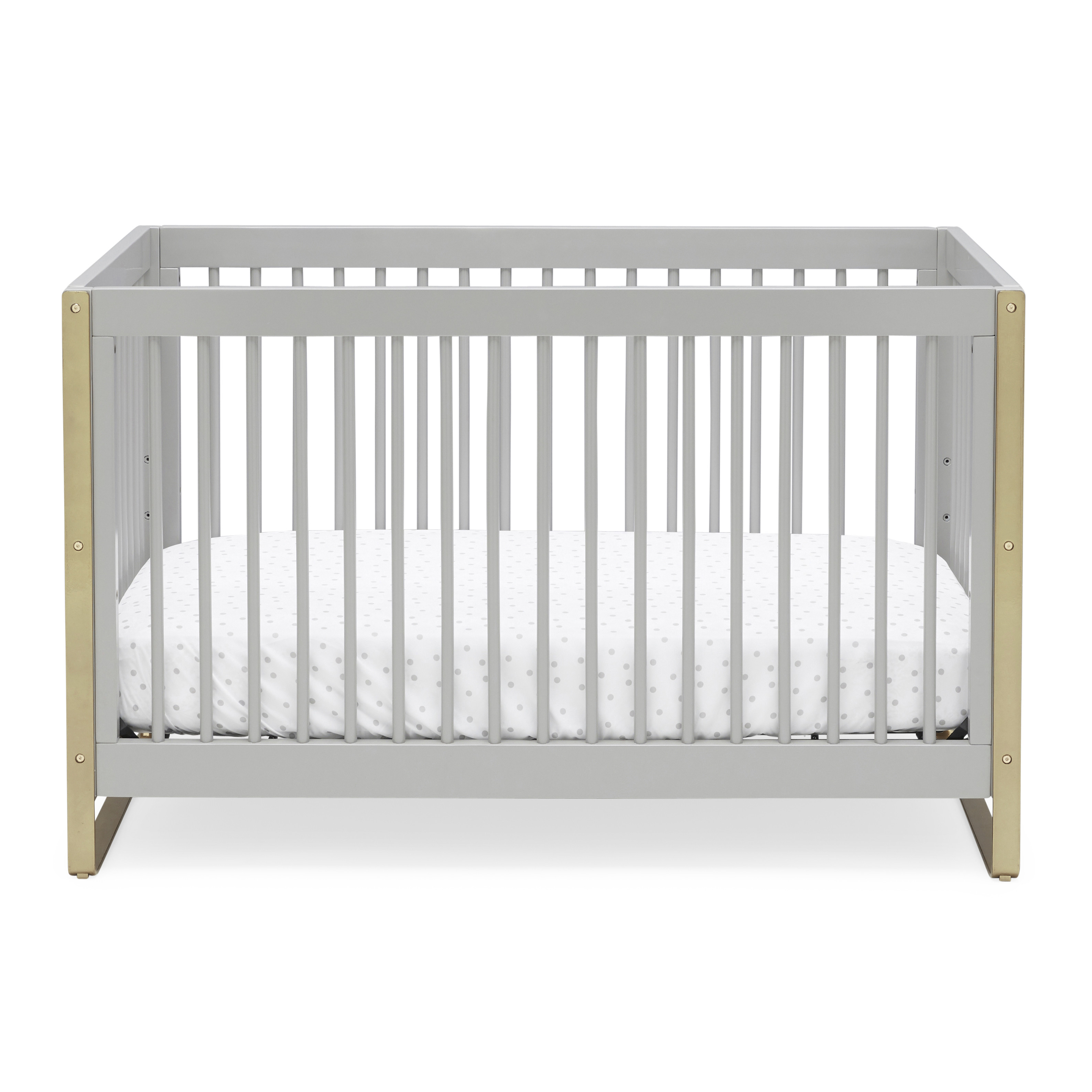 MoDRN Glam 3-In-1 Convertible Crib, Grey with Satin Brass | Walmart (US)
