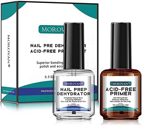 Morovan Professional Natural Nail Prep Dehydrate and Acid-Free Primer, Dehydrator for Acrylic and... | Amazon (US)