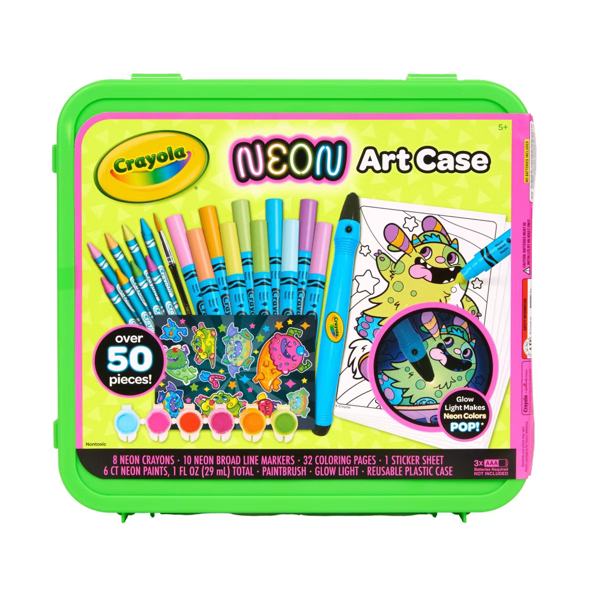 Crayola Neon Art Case (50+pcs), Holiday Gift for Boys and Girls, With Neon Paint, Markers and Cra... | Target