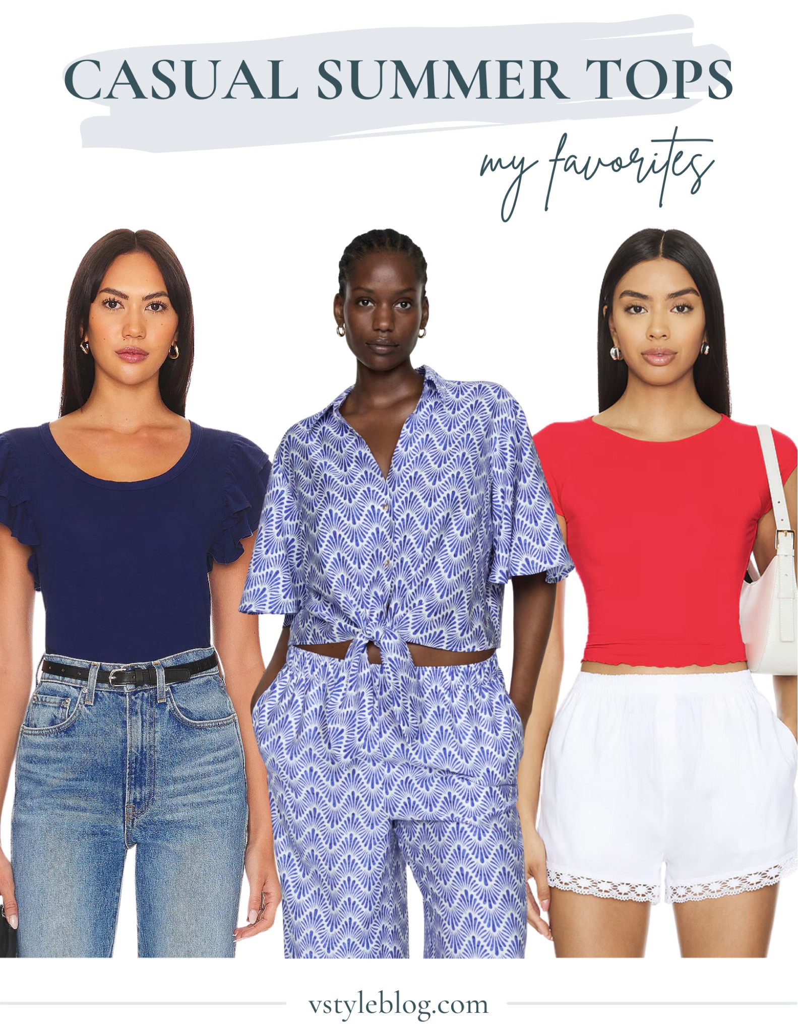 Casual Summer Tops: Bobi Ruffle Tee, MANGO Print Tie Hem Crop Shirt, and Lovers and Friends Cynthia Tee

#LTKStyleTip #LTKFindsUnder100 #LTKSeasonal