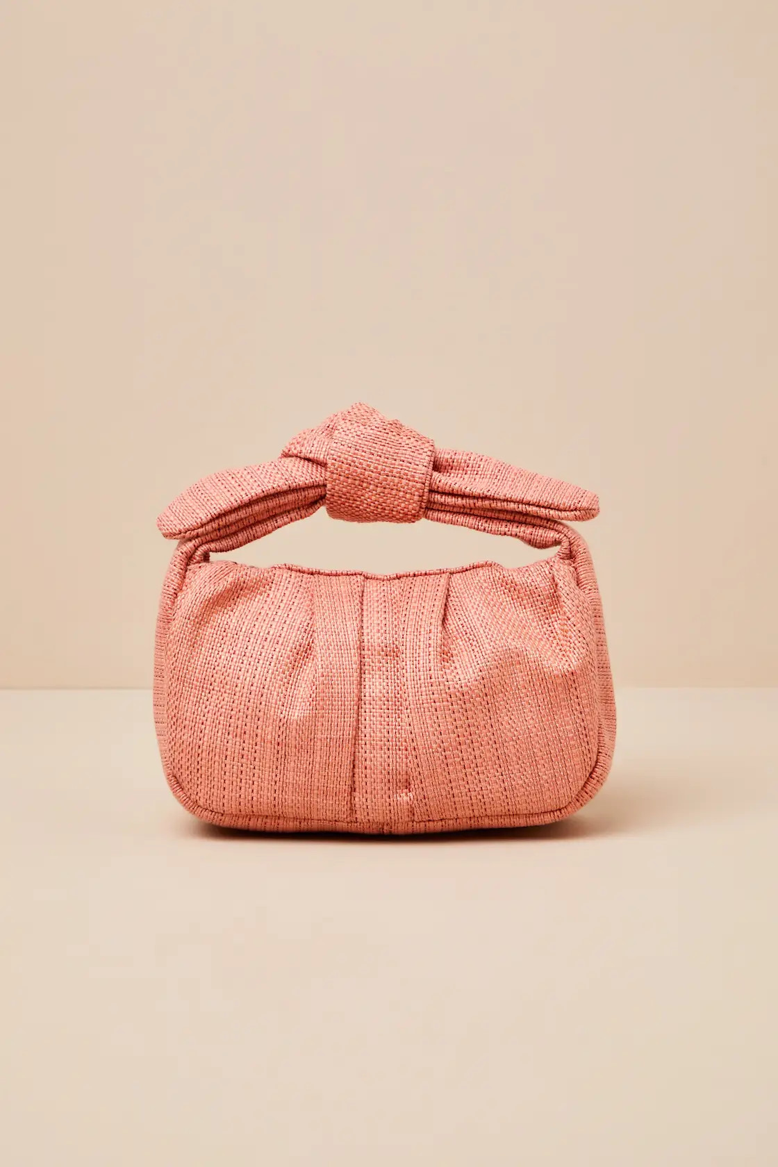Essential Style Rusty Rose Woven Knot Handle Clutch Bag | Lulus