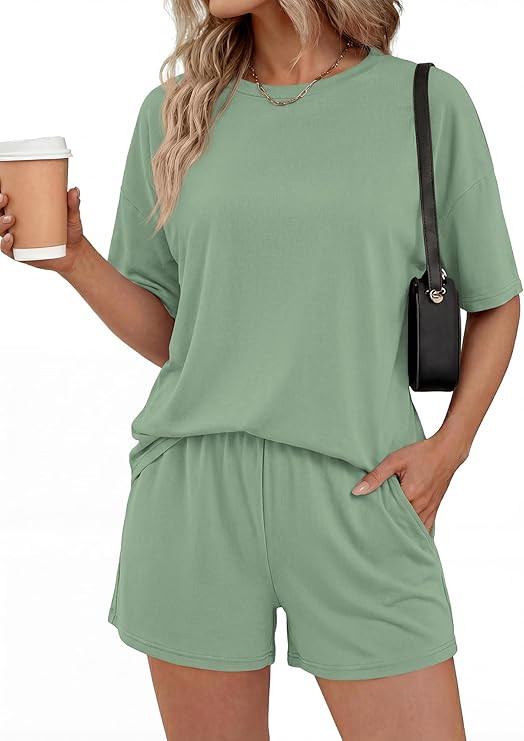 BTFBM 2 Piece Lounge Sets For Women 2026 Summer Airport Travel Vacation Outfits Loose Matching Cl... | Amazon (US)