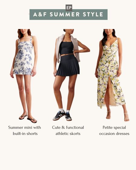 Abercrombie summer sale + extra 15% off with AF jean 

• Linen blend summer mini dress with built- in shorts, or I linked a longer version with no shorts that fits me well in xxs 

• cute athleisure set . I love their athleisure skirts with built in shorts! Xxs fits me well 

• Wrap style stretch fabric gown for elevated summer occasions , tried on xxs petite and it’s fitted on me 

#petite friendly summer style 

#LTKsalealert #LTKfindsunder100 #LTKwedding