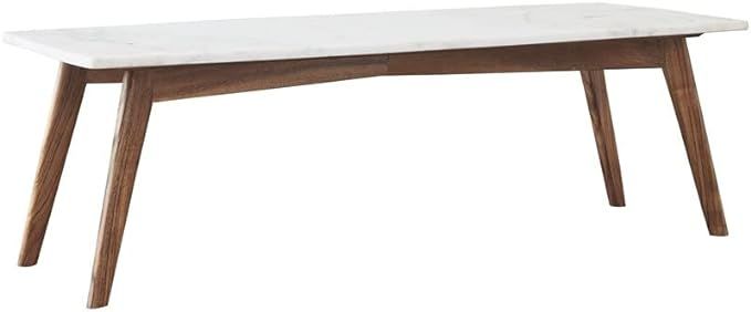 Mod-Arte Nero Rectangle Authentic Marble Wood Coffee Table in White/Walnut | Amazon (US)