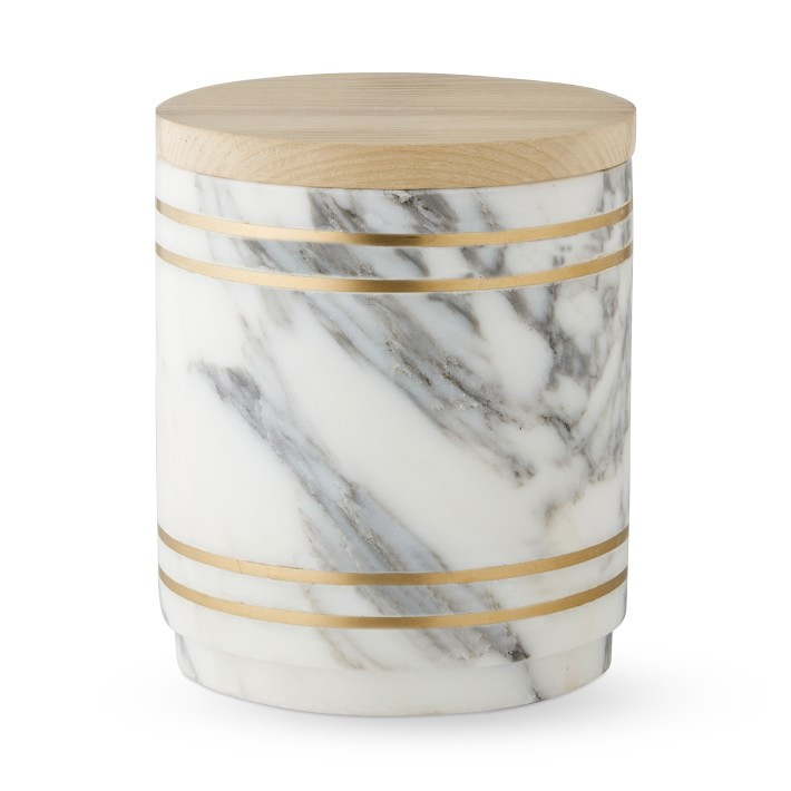 Arabescato Marble with Brass Inlay Canisters | Williams-Sonoma