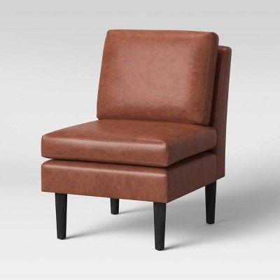 Gelbin Faux Leather Slipper Chair with Wood Legs Caramel - Project 62™ | Target