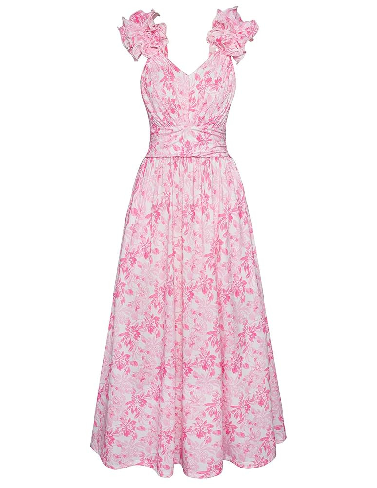 GRACE KARIN 2025 Women's Summer Floral Print Dress Sleeveless Casual Flowy Sundress A Line Ruffle... | Amazon (US)