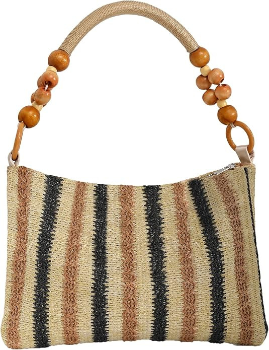 Straw Beach Bag for Women Shoulder Bag Straw Purse, Women Summer Handbag | Amazon (US)