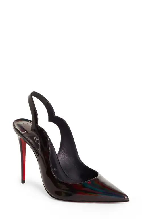 Christian Louboutin Hot Chick Pointed Toe Slingback Pump in Black/Lin Black at Nordstrom, Size 6.5Us | Nordstrom