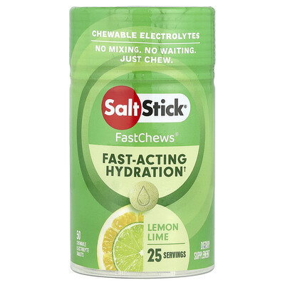 SaltStick, FastChews®, Chewable Electrolytes, Lemon Lime, 50 Chewable Tablets | iHerb