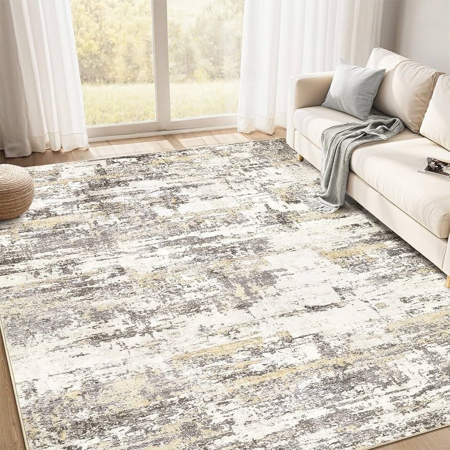 Area Rug Living Room Rugs 5x7: Modern Neutral Abstract Aesthetic Rug for Bedroom Dining Room Tabl... | Amazon (US)