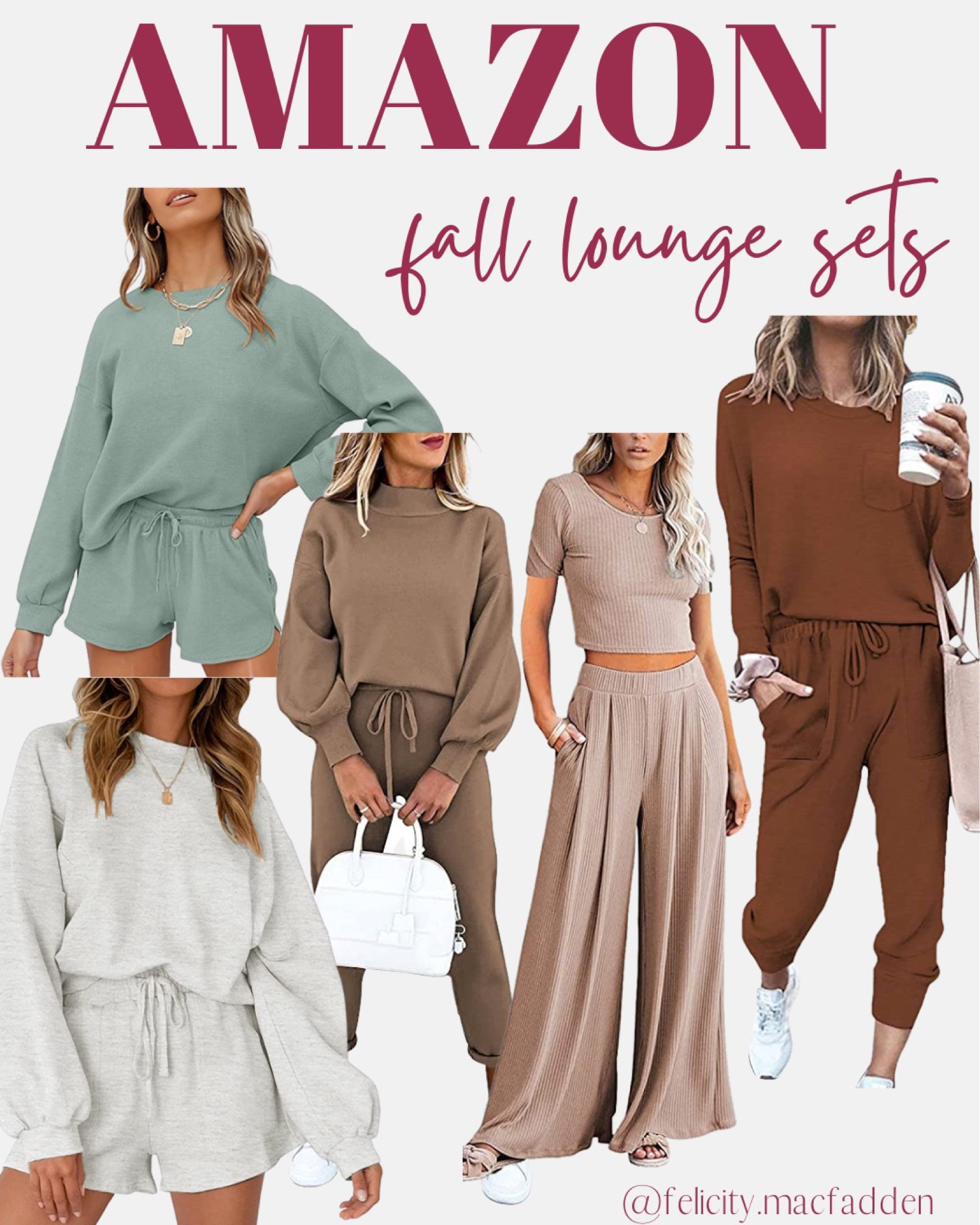 Amazon fall lounge sets!! 

Amazon pajamas 
Amazon loungewear 
Amazon comfies 
Waffle knit top
Joggers 
Lounge joggers
Sweatpants 
Two piece lounge set
Affordable fashion 
Amazon finds
Long sleeve shirt
Sweatshirt pant set
Short set 
Casual outfit style
Weekend outfit 
Travel outfit 
Cozy style
Comfy style
Causal must haves
Closet essentials
Bedroom musts
Neutral looks
Home must haves
Family essentials 
Fall fashion finds
Boujee on a budget 
Grey outfit
Brown outfit 
Neutral style
Mocha outfit 


#LTKfamily #LTKSeasonal #LTKstyletip #LTKsalealert #LTKhome #LTKunder50 #LTKunder100