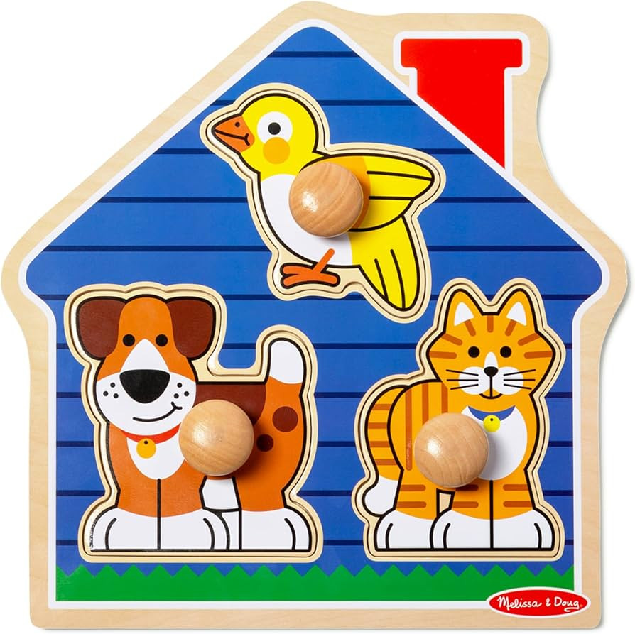 Melissa & Doug Pets Jumbo Peg Wooden Puzzle; Animal Puzzles, Peg Puzzles for Toddlers Ages 1+ | Amazon (US)