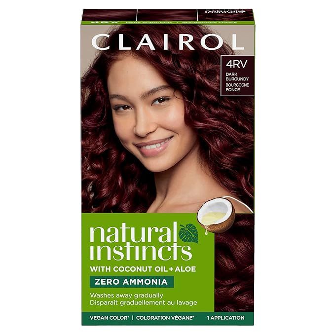 Clairol Natural Instincts Demi-Permanent Hair Dye, 4RV Dark Burgundy Hair Color, Pack of 1 | Amazon (US)