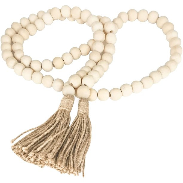 Wood Bead Garland Home Decor - 58 in Natural Wood String Beads Coffee Table Decor Home Wood Beads... | Walmart (US)