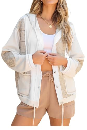 KevaMolly Womens Western Jacket Long Sleeve Quilted Textured Patchwork Loose Fit Hooded Jacket Ca... | Amazon (US)