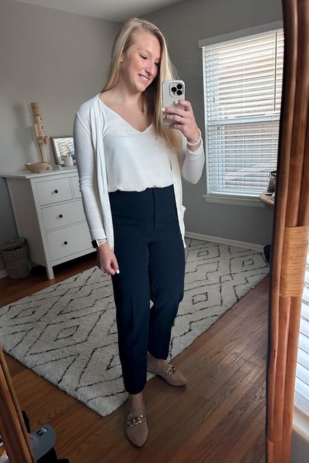 I love this cute and easy look for going into the office! The pants are extremely comfortable and flattering with a small slit at the bottom. Wearing size 6 

#LTKunder50 #LTKshoecrush #LTKworkwear