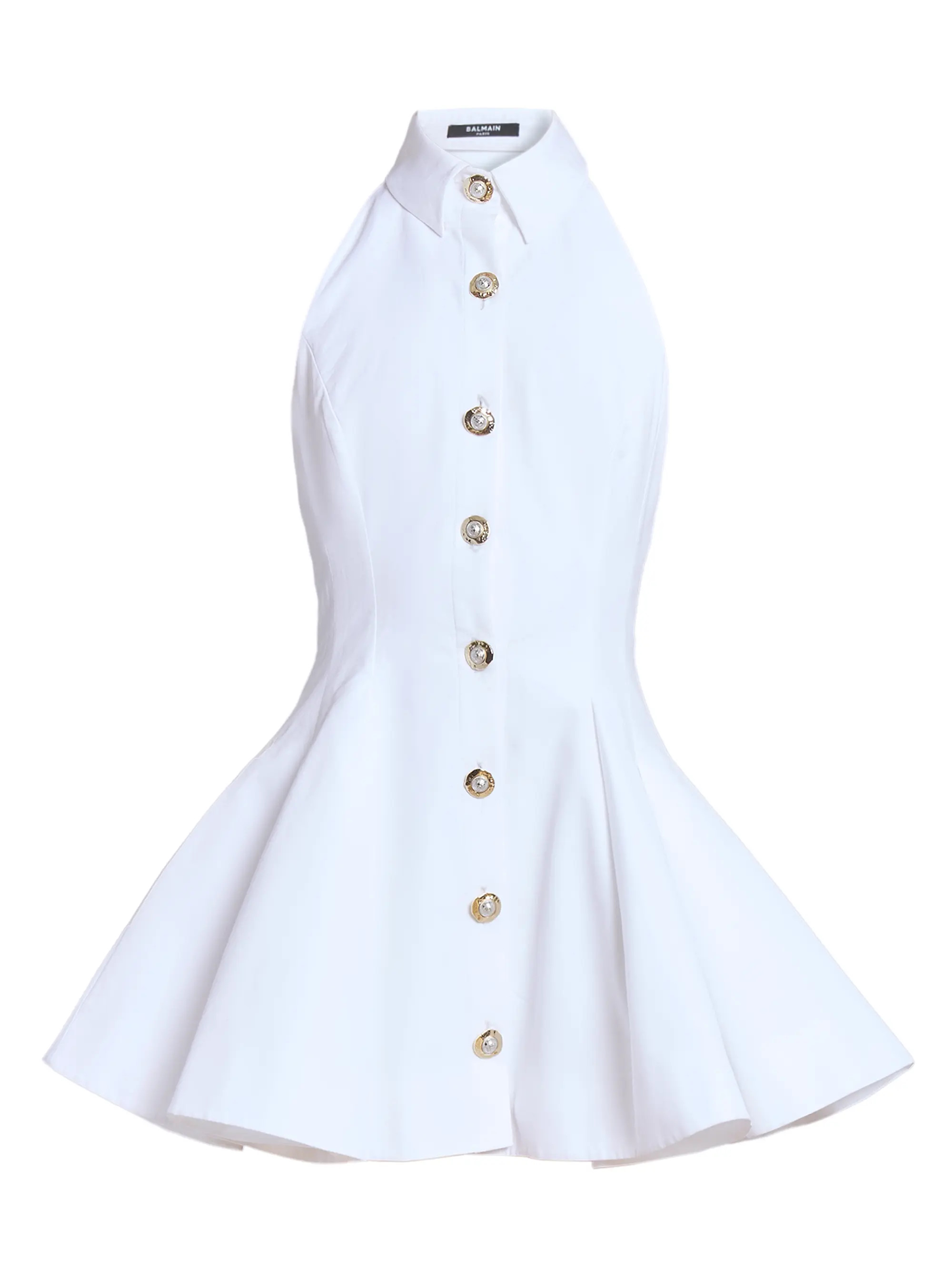 Balmain Cotton Poplin Fit &amp; Flare Minidress | Saks Fifth Avenue | Saks Fifth Avenue