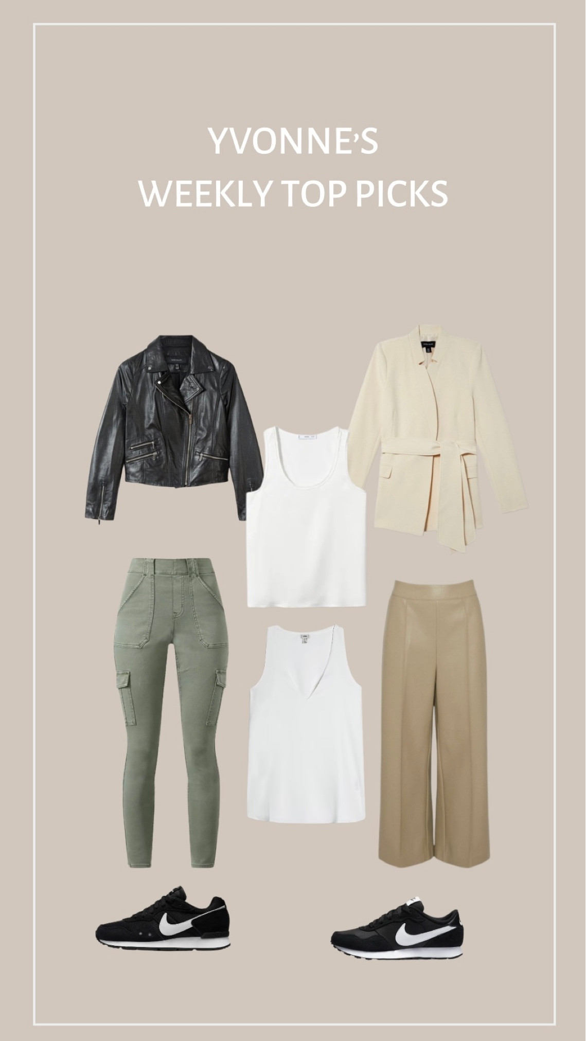 Weekly Top Picks, spring style, spring fashion, leather biker jacket, beige blazer, cargo pants, leather cropped trousers, Nike trainers 

#LTKSeasonal #LTKstyletip #LTKeurope