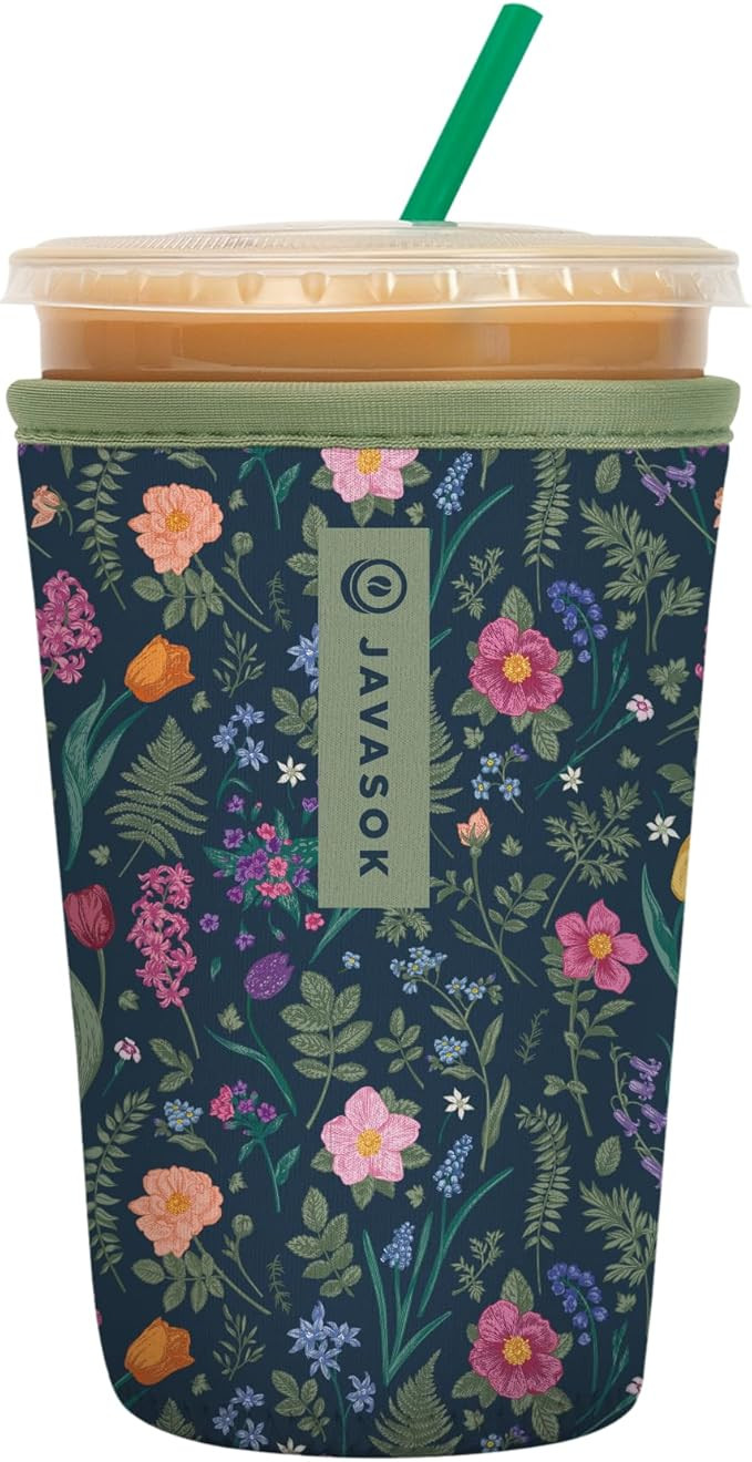 Sok It JavaSok Iced Coffee & Cold Soda Insulated Neoprene Cup Sleeve (Spring Noir, Medium: 22-28o... | Amazon (US)