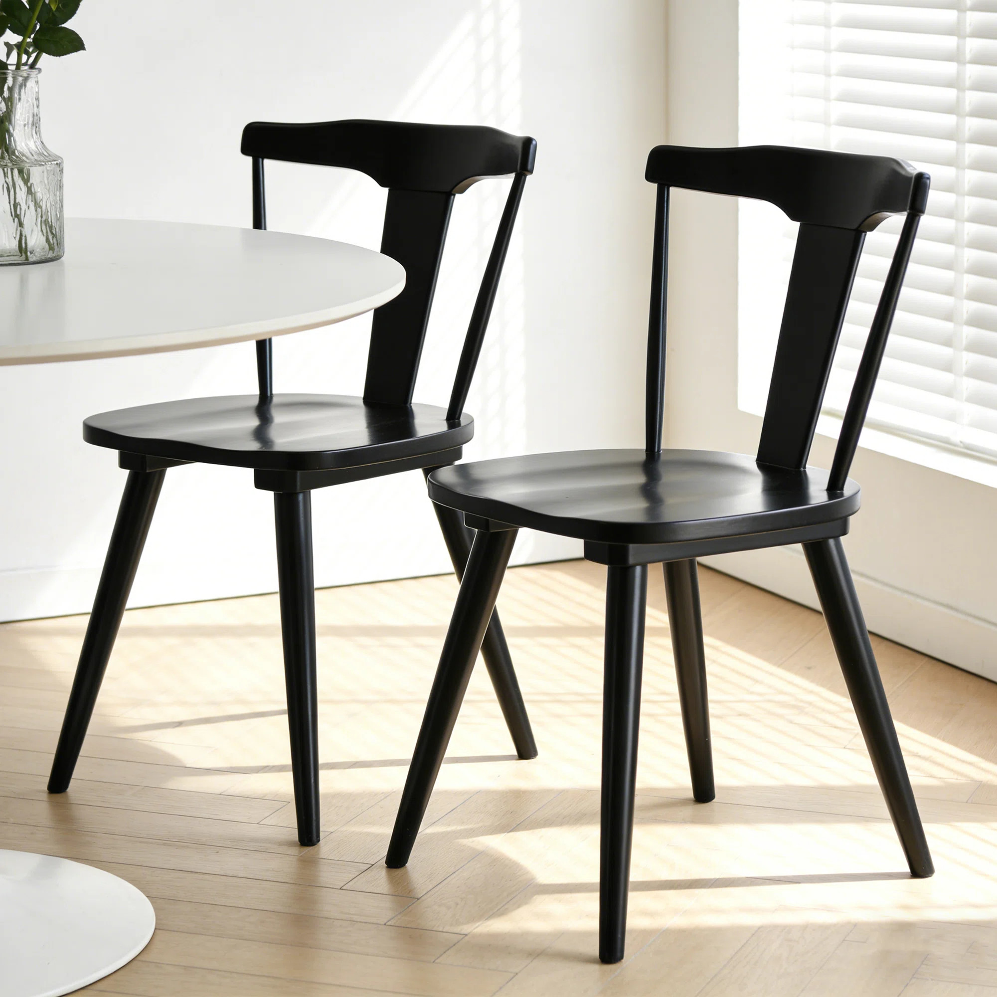 Brannagh 19.3" Wide Modern Scandinavian Solid Wood Dining Chair Y-Shaped Backrest (Set of 2) | Wayfair North America