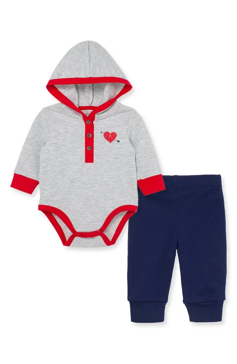 Little Me Valentine Hooded Bodysuit & Joggers Set | Nordstrom | Nordstrom