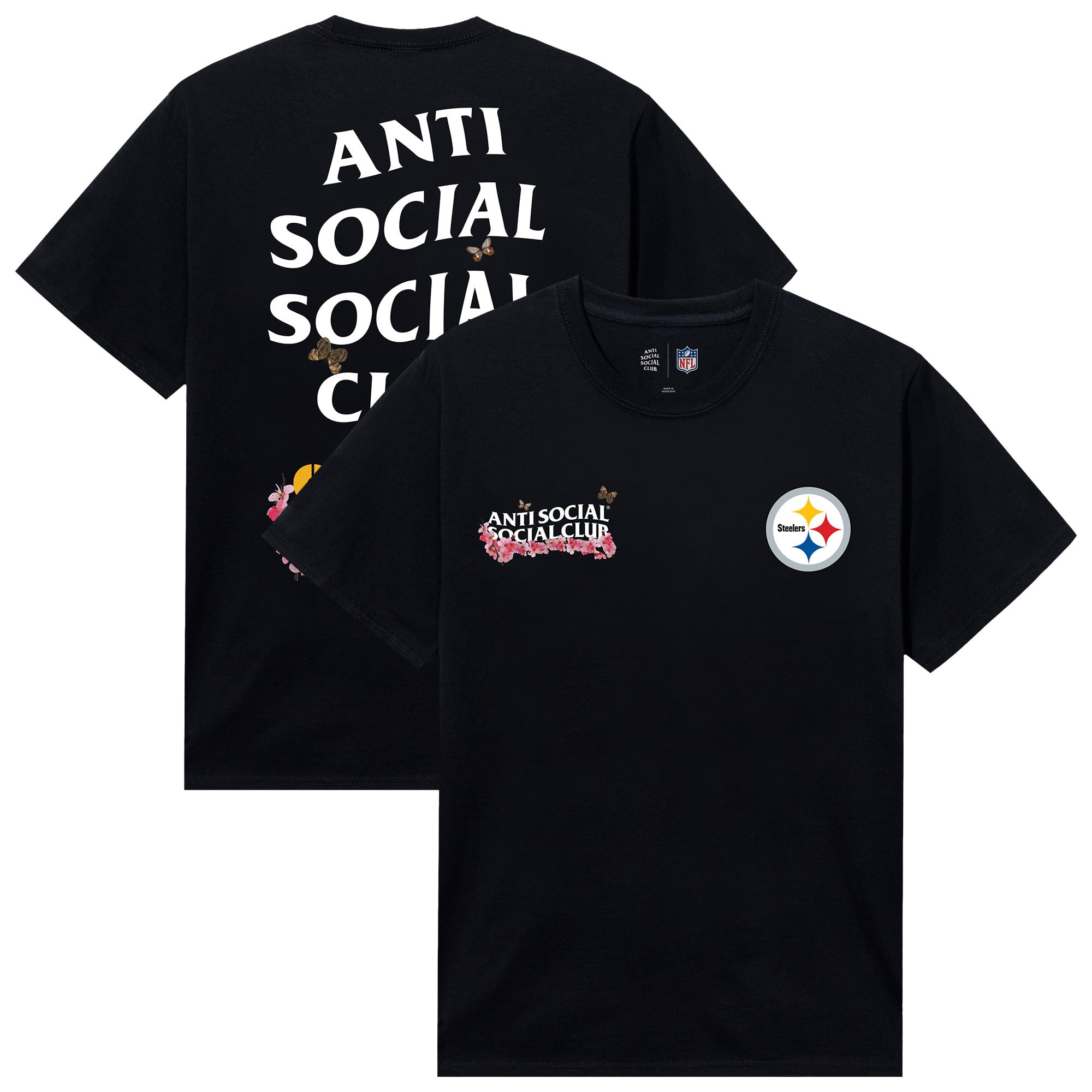 Unisex Pittsburgh Steelers AntiSocialSocialClub x NFL Black Blossom T-Shirt | NFL Shop