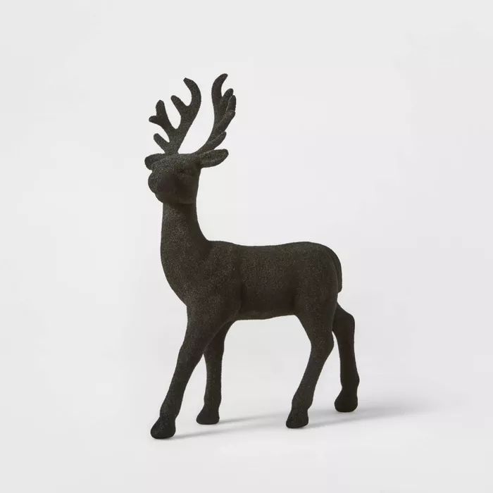 Flocked Deer Decorative Figurine Black - Wondershop™ | Target