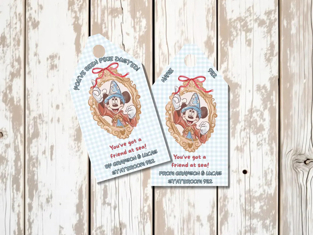 Disney Cruise Sorcerer Mickey Fish Extender Tags | Personalized Pixie Dust Gift Tags | DCL FE Gif... | Etsy (US)