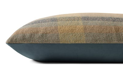 Andi Pillow PCJ-0034 Yellow/Blue Cotton Plaid | Rugs Direct