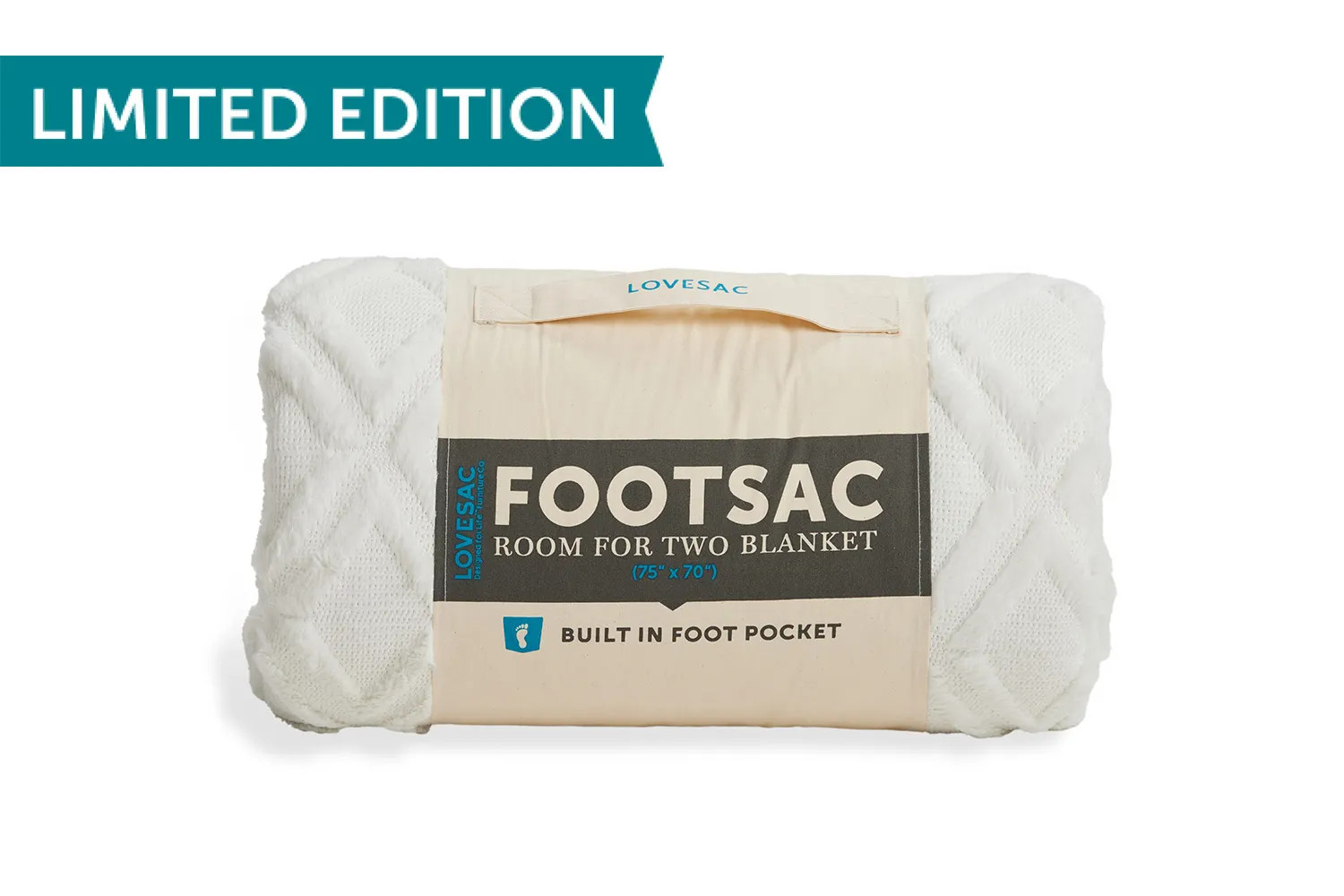 Lovesac - Room for Two Footsac Blanket: Alabaster Sea Glass Phur | Lovesac