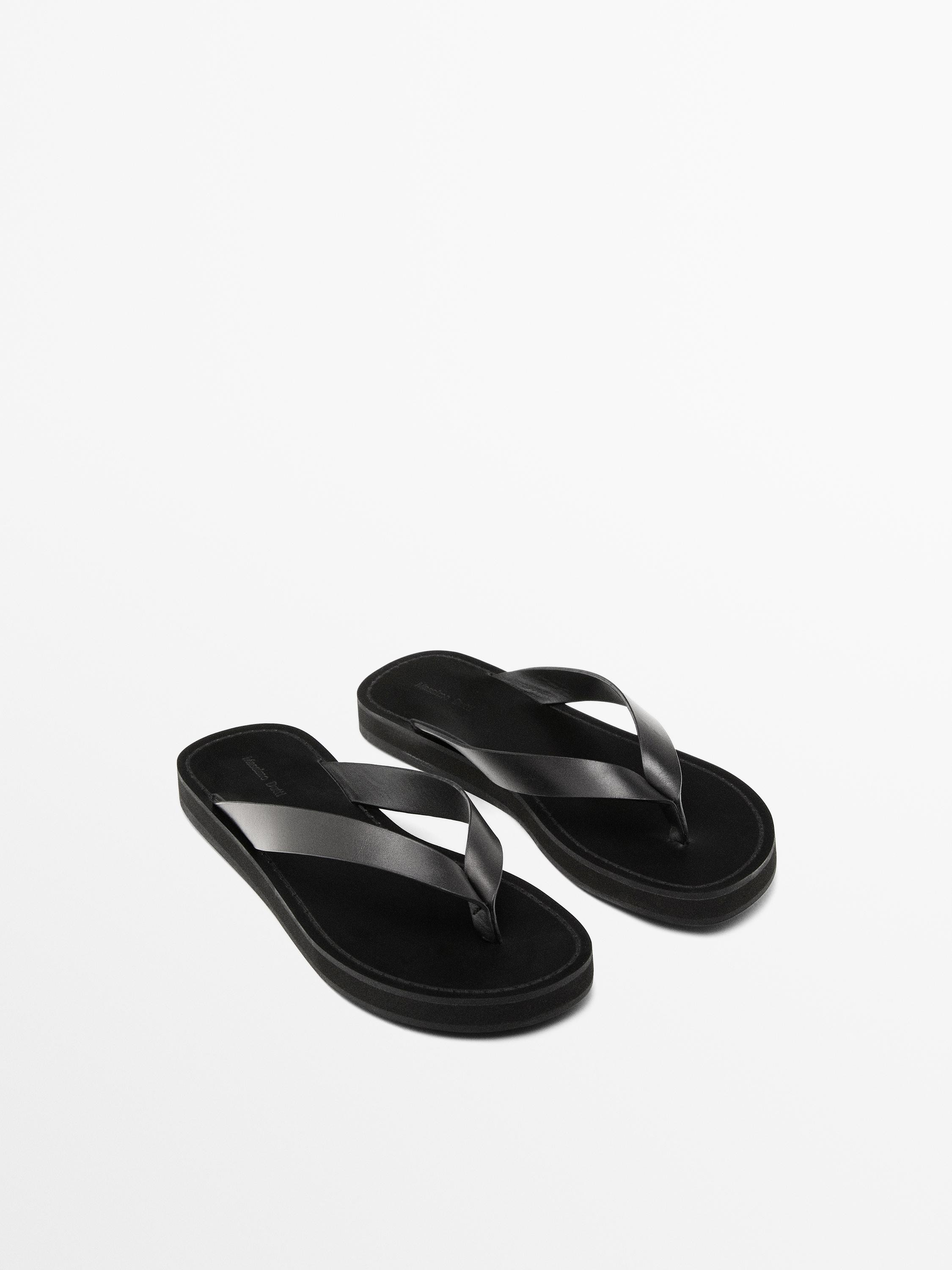 Flat leather sandals | Massimo Dutti US