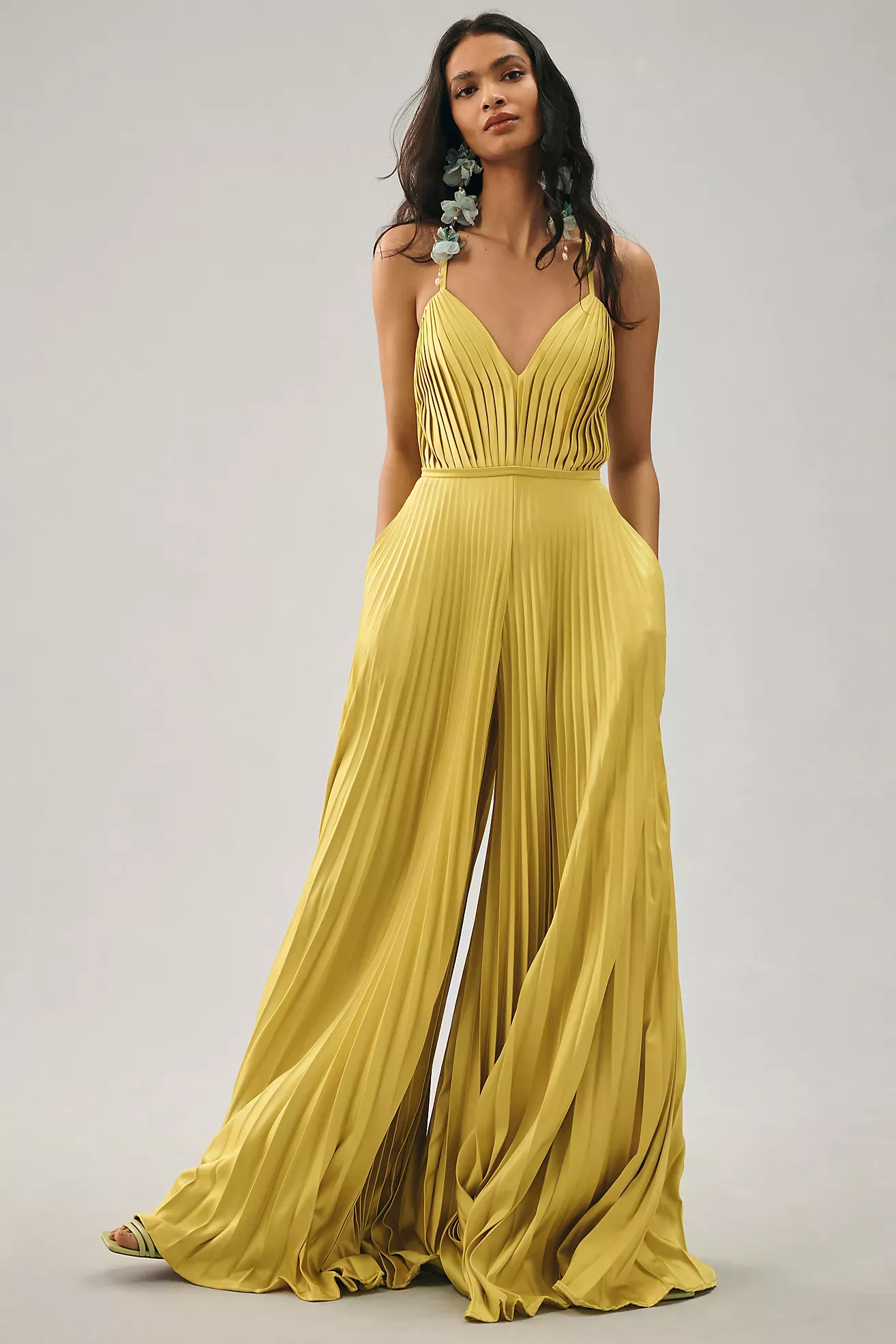 Mac Duggal Pleated Halter Neck Gown
