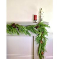 9' Long Needle Pine Garland, Rope Christmas Garland For Mantle, Fireplace Decor, Cedar | Etsy (US)
