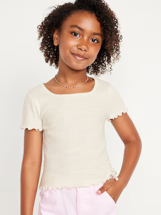 Short-Sleeve Textured Knit Side-Ruched Top for Girls | Old Navy (US)